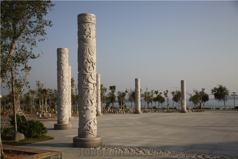 Hand-Carved Column,Outdoor Granite Column
