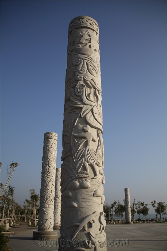 Hand-Carved Column,Outdoor Granite Column