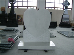 High Quality White Stone Cheap Headstone, Heart Gravestone
