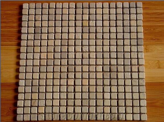 light yellow Travertine Mosaic,polished mosaic,brick mosaic,wall mosaic