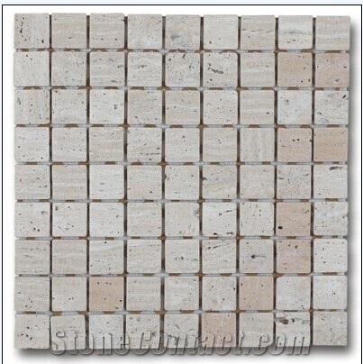 Light Yellow Travertine Polished Brick Mosaic