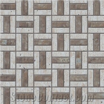 Marble and Travertine Mosaic, Grey Marble Mosaic, wall mosaic, linear brick mosaic