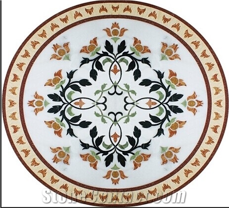 Marble Floor Flower Round Medallion