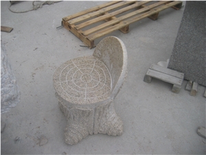 Morden Design Hand Carve G682 Granite Table with Benches, G682 Yellow Granite Benches