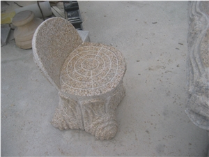 Morden Design Hand Carve G682 Granite Table with Benches, G682 Yellow Granite Benches