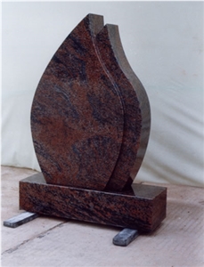 multicolor granite tombstone, upright headstone