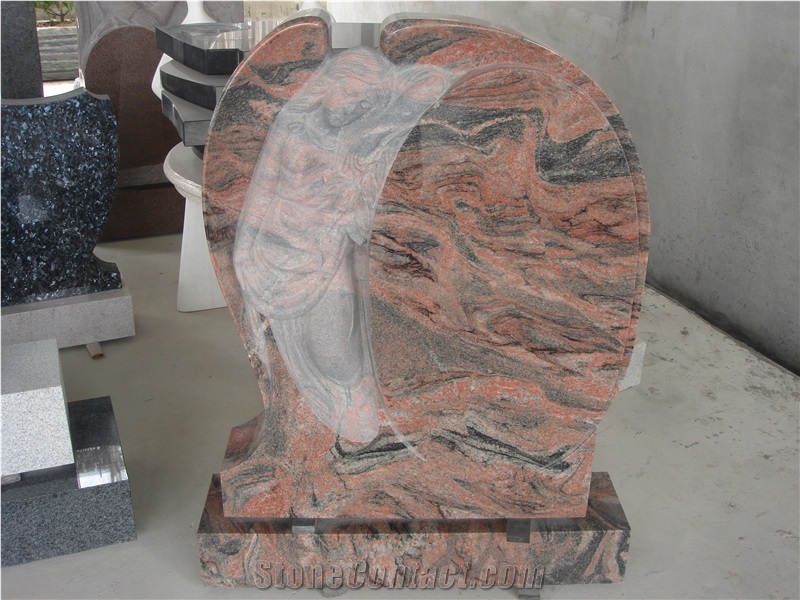 multicolor red granite tombstone,upright monument and headstone