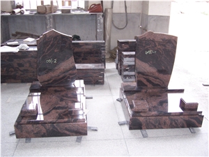 Multicolor Red Granite Tombstone, Upright Tombstone