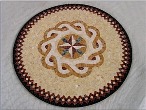 Onyx Mosaic Flower Medallion,Round Floor Medallion,Mosaic Pattern,Chipped Mosaic