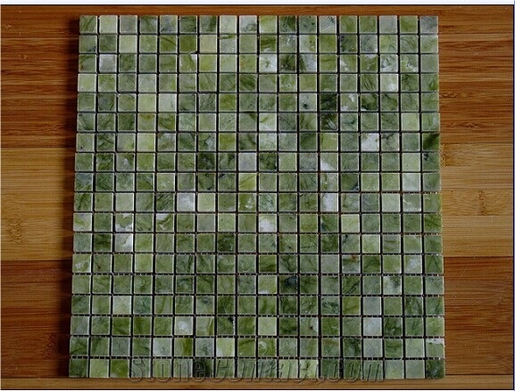 Onyx Square Mosaic, Green Mosaic,brick mosaic,wall mosaic,polished mosaic