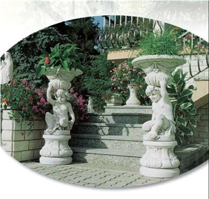 Outdoor Grey Stone Flower Pot