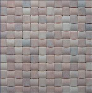 Pink Marble Brick Basketweave Mosaic