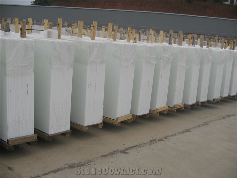 Polished Pure White Nano Microcrystalline Stone Tiles