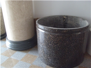 Portoro Marble Column, Round Hollow Columns