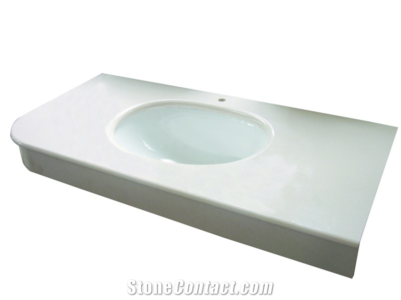 Pure White Manmade Quartz Stone Bath Tops