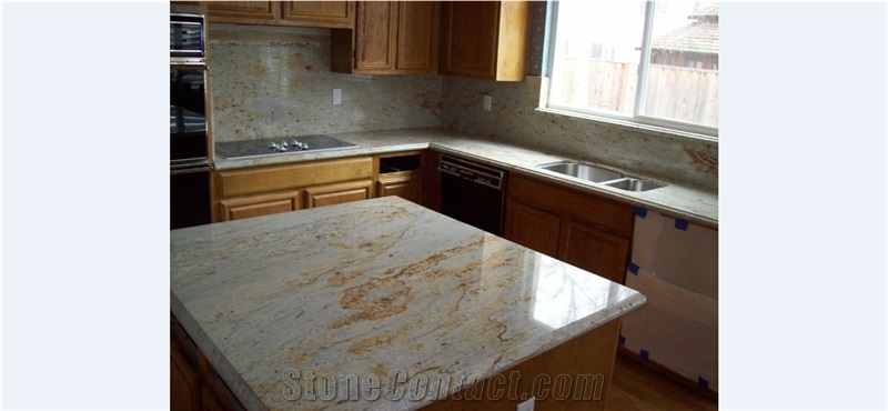 River Gold Granite Kitchen Islands Countertops