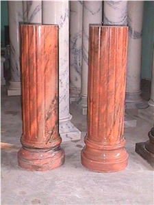Round Red Marble Column,Solid Stone Column & Pillar