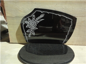 shanxi black granite monument, little single monement,carving flower
