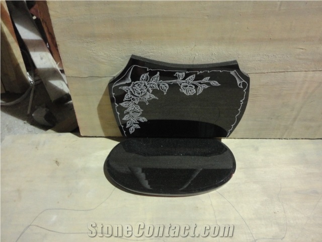 shanxi black granite monument, little single monement,carving flower