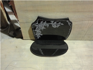 shanxi black granite monument, little single monement,carving flower