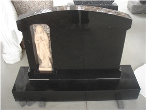 Shanxi Black Granite Tombstone, Carving Angle Monument