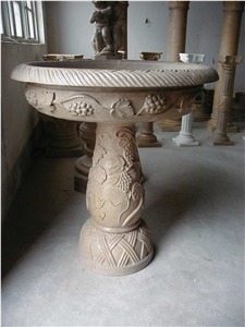 Small Garden Fountains,Sculptured Fountains,Beige Travertine Fountains