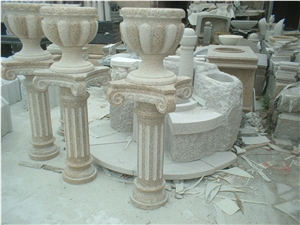 Tall Size Popular G682 Granite Flowerpot, G682 Yellow Beige Granite Pots