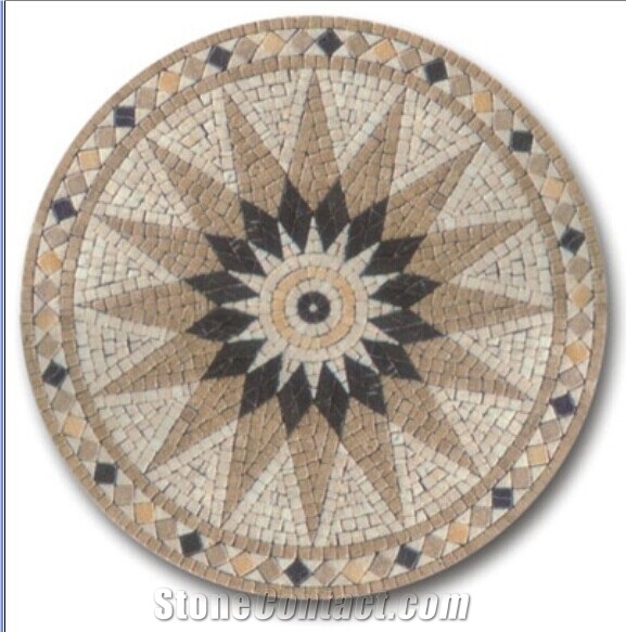 Travertine Mosaic Medallion,Round Floor Mosaic,Mosaic Pattern