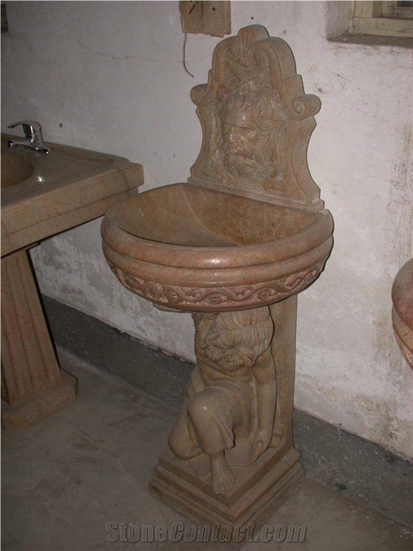 Wall Mounted Fountain,Yellow Marble Fountains,Entrance Fountains