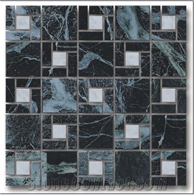 White and Green Marble Brick Mosaic
