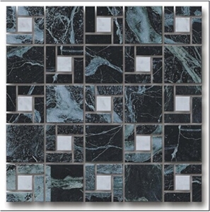 White and Green Marble Brick Mosaic