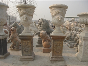 White Garden Stone Flowerpot, White Marble Pots White Garden Stone Flowerpot, White Marble Pots