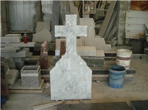 white granite cross tombstone,upright monument design