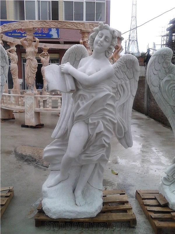 White Marble Angel Statue Sculpture,Western Figure Statue,Carving Human Sculptures