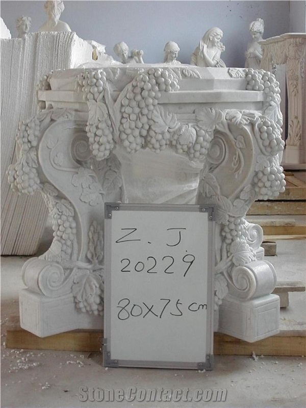 White Marble Column Base,Hand-Carved Column