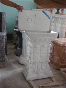 White Marble Column Base,Hand-Carved Column White Marble Column Base,Hand-Carved Column