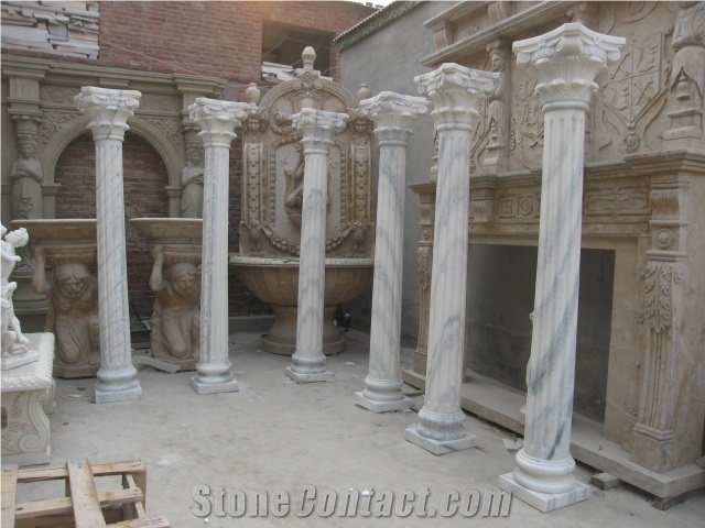 White Marble Column & Pillars,Hand-Craved Doric Columns