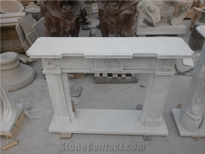 White Marble Fireplace Mantel,Modern Fireplace Mantel,Stone Fireplace Mantel