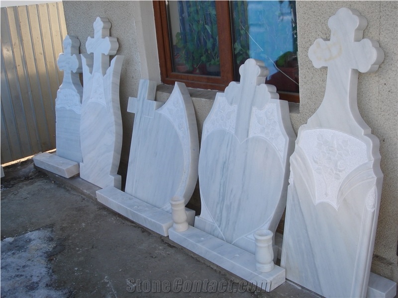 White Marble Monument, Upright Tombstone, Engtaved Monument