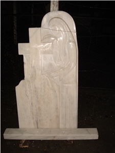 White Marble Monument, Upright Tombstone, Engtaved Monument