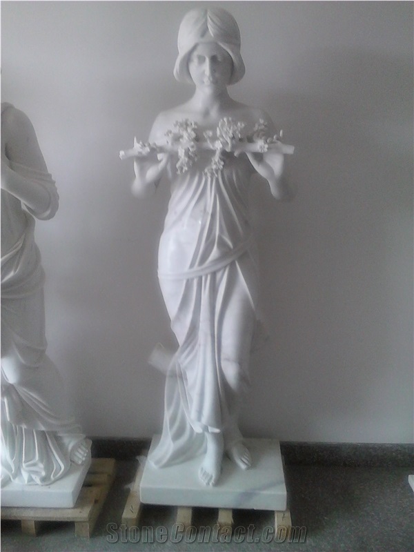 Woman Carving Statue,Outdoor Garden Sculpture,Western Figure Statue, Woman Stone Statue White Marble Sculptures