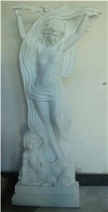 woman & child sculpture, garden human stone carving,western figure statues