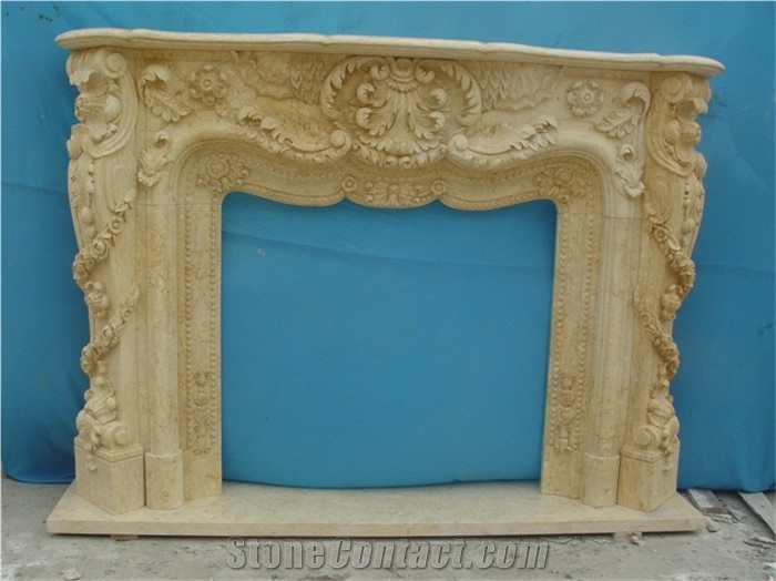 Yellow Fireplace Mantel,Modern Fireplace Mantel,Stone Fireplace Mantel