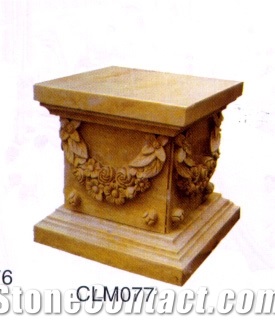 Yellow Limestone Columns Base,Hand-Craved Column Base