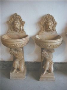 Yellow Marble Fountains,Human Sculptured Fountains,Indoor Entrance Fountains