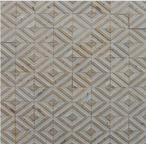 Yellow Marble Groove Brick Mosaic