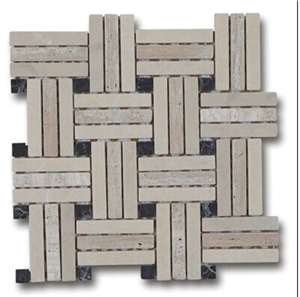 Yellow Marble Mosaic,wall mosaic, linear brick mosaic,basketweave mosaic