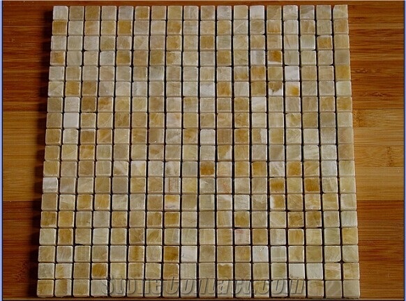 Yellow Onyx Mosaic,brick mosaic,wall mosaic,floor mosaic,polished mosaic