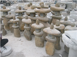 Yellow Stone Natural Finished Stone Lantern, Yellow Granite Lanterns