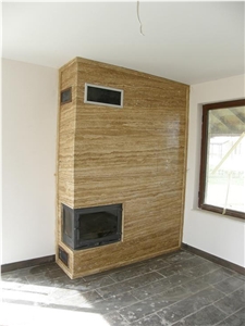 Walnut Travertine Fireplace